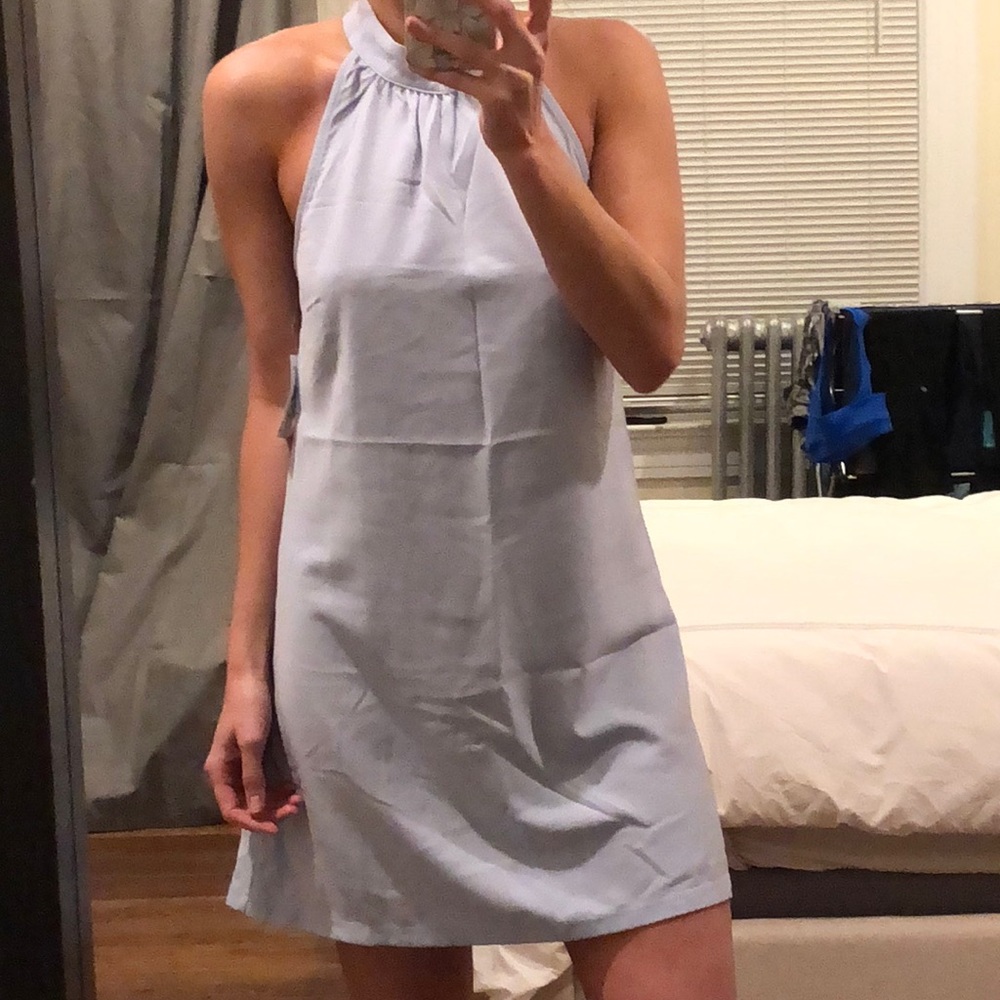 Powder blue dress with lace detail size small
